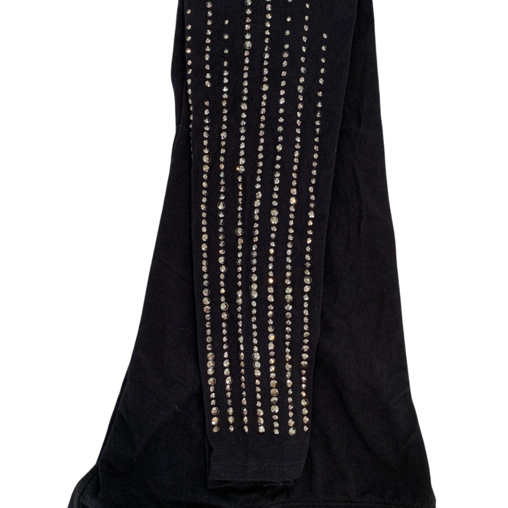 VOCAL APPAREL Black Leggings Rhinestone Stripes Smoky Quarts Look Women’s Small - Picture 6 of 14